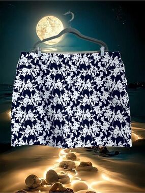 UP! Navy & White Floral Skort